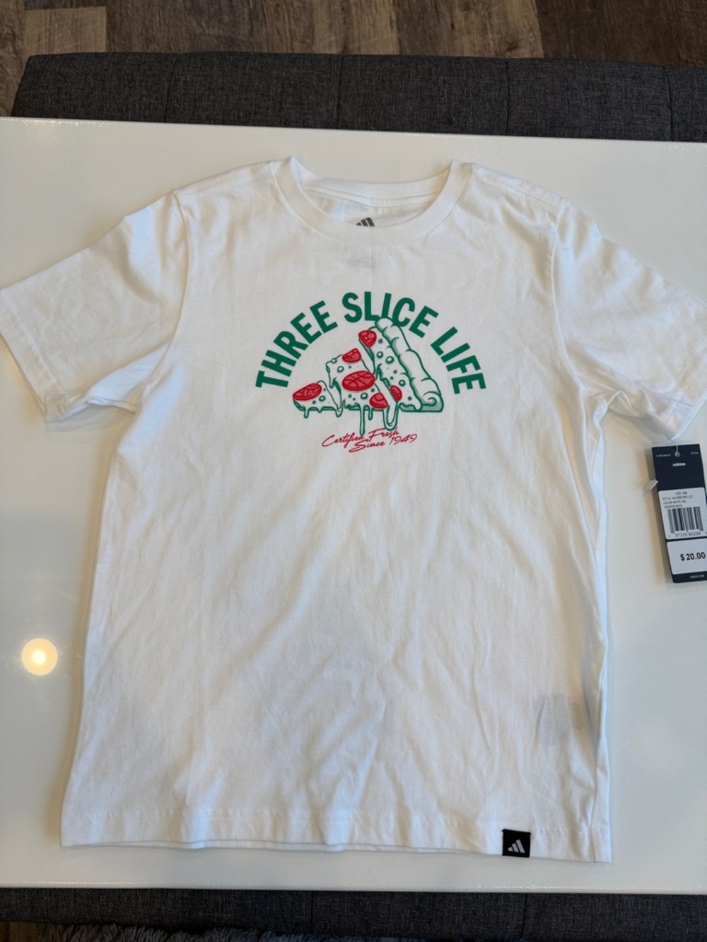 Adidas Three Slice Life Pizza Graphic Tee - White